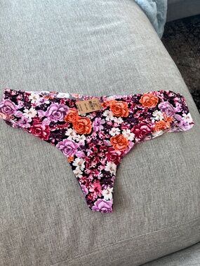 Floral Print Women’s Thong- Pink & Orange